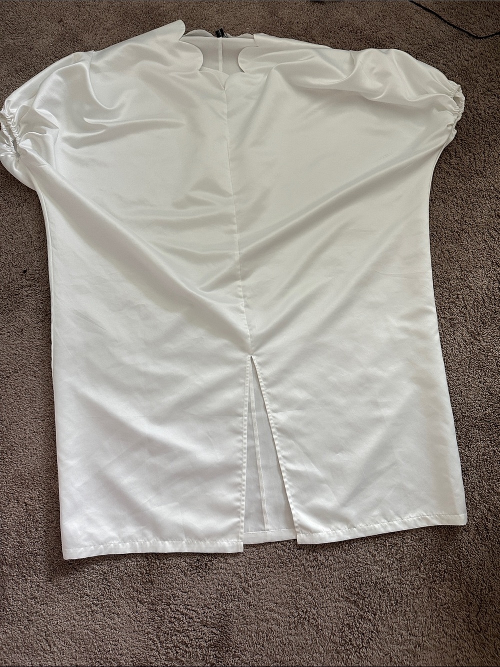Satin White Sheath Dress with Back Slit